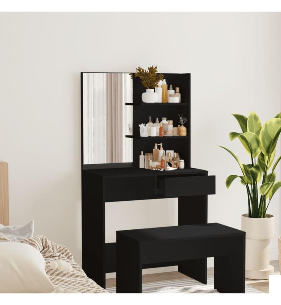 Coiffeuse avec miroir noir 74,5x40x141 cm
