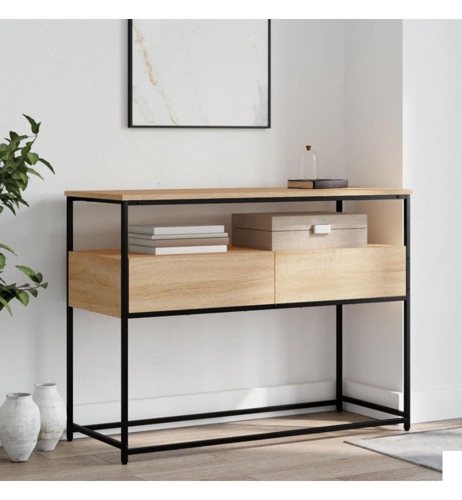 Table console chêne sonoma 100x40x75 cm bois d'ingénierie
