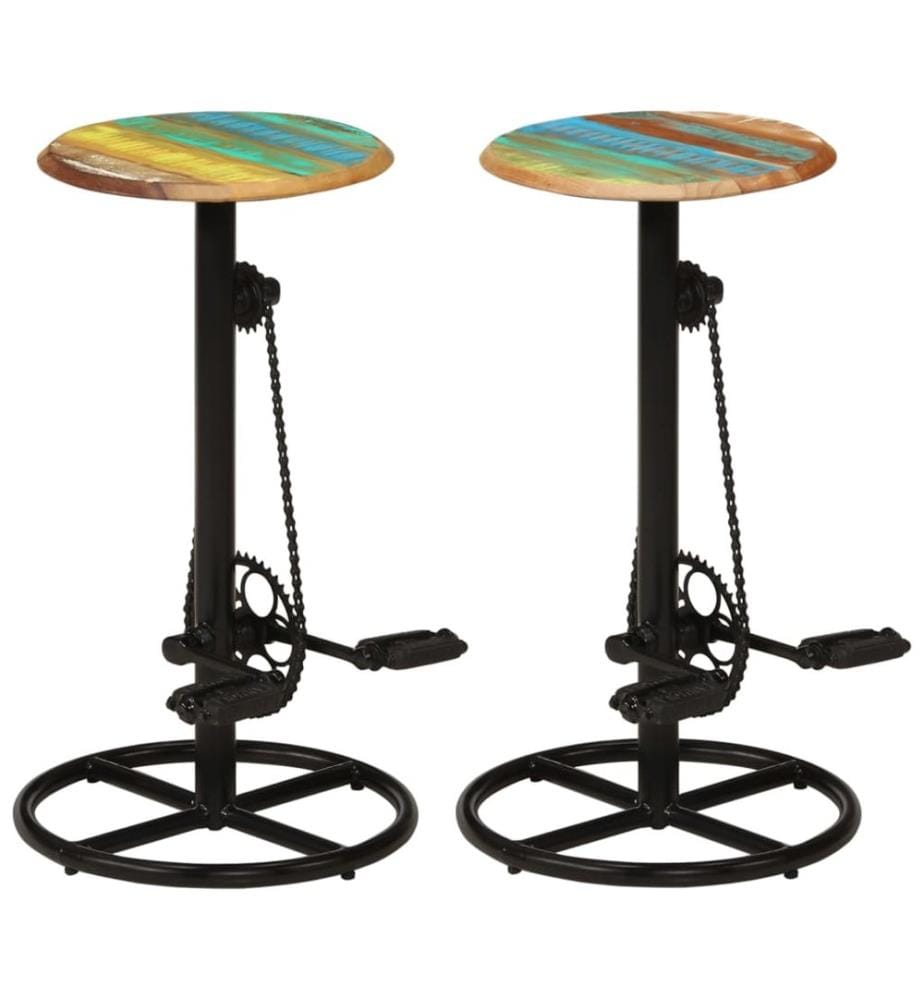 Tabourets de bar lot de 2 bois massif de récupération