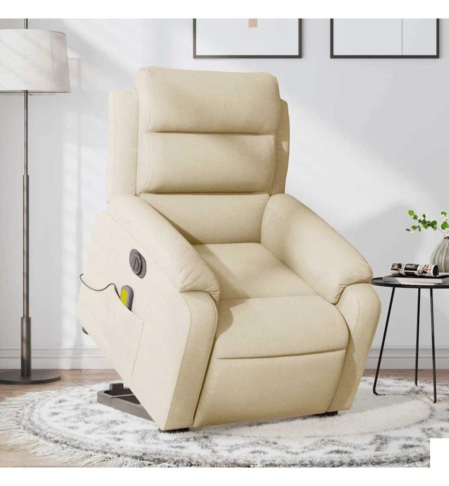 Fauteuil inclinable de massage électrique Crème Tissu