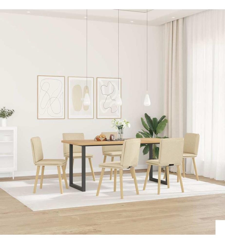 Chaises à manger lot de 6 crème tissu