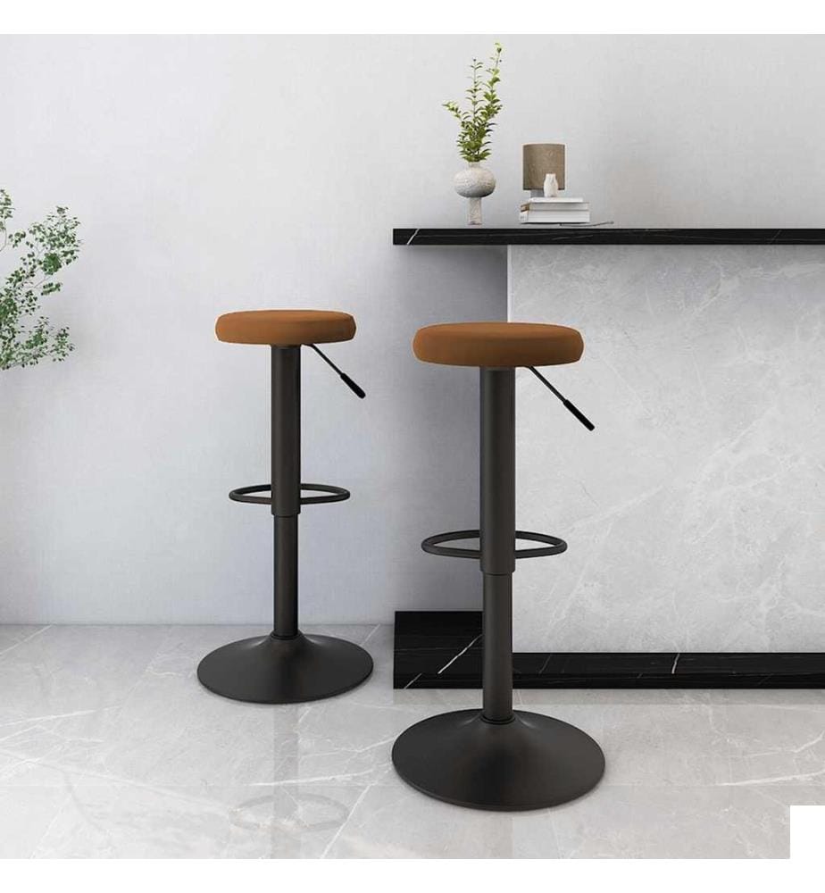 Tabourets de bar lot de 2 marron velours