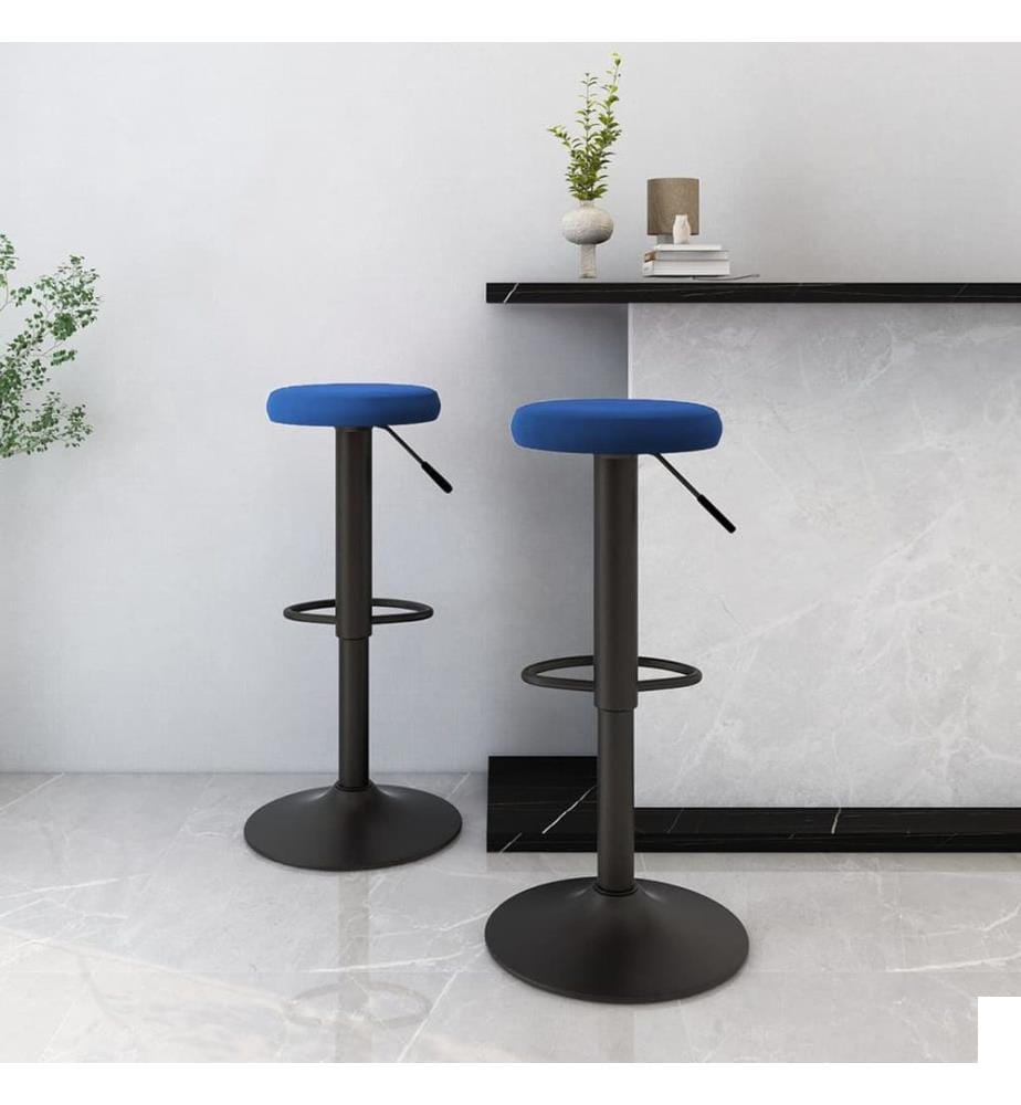 Tabourets de bar lot de 2 bleu velours
