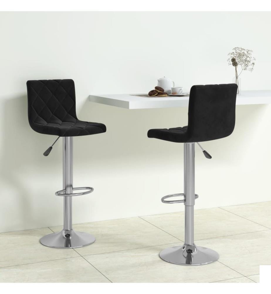 Tabourets de bar lot de 2 noir velours