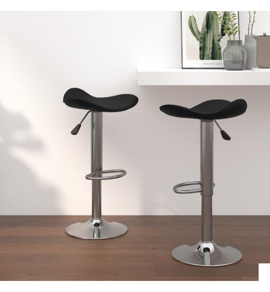 Tabourets de bar lot de 2 noir acier chromé et cuir artificiel