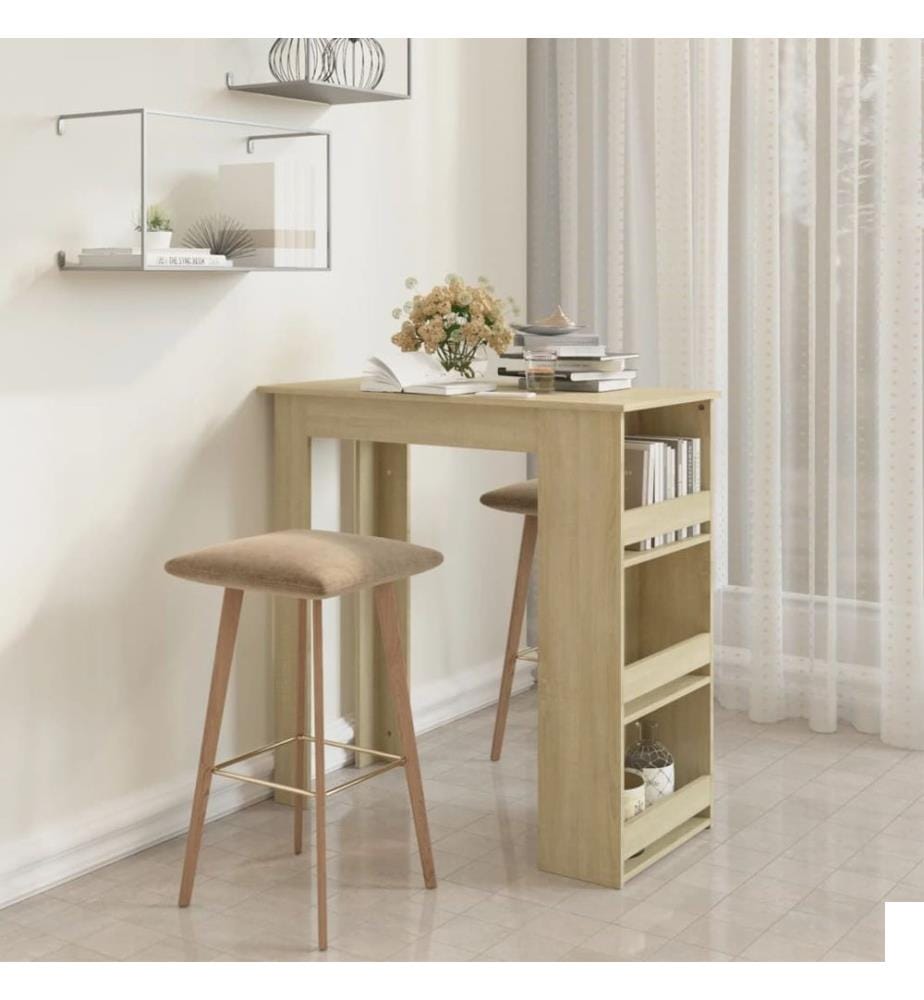 Table de bar avec rangement Chêne sonoma 102x50x103,5 cm