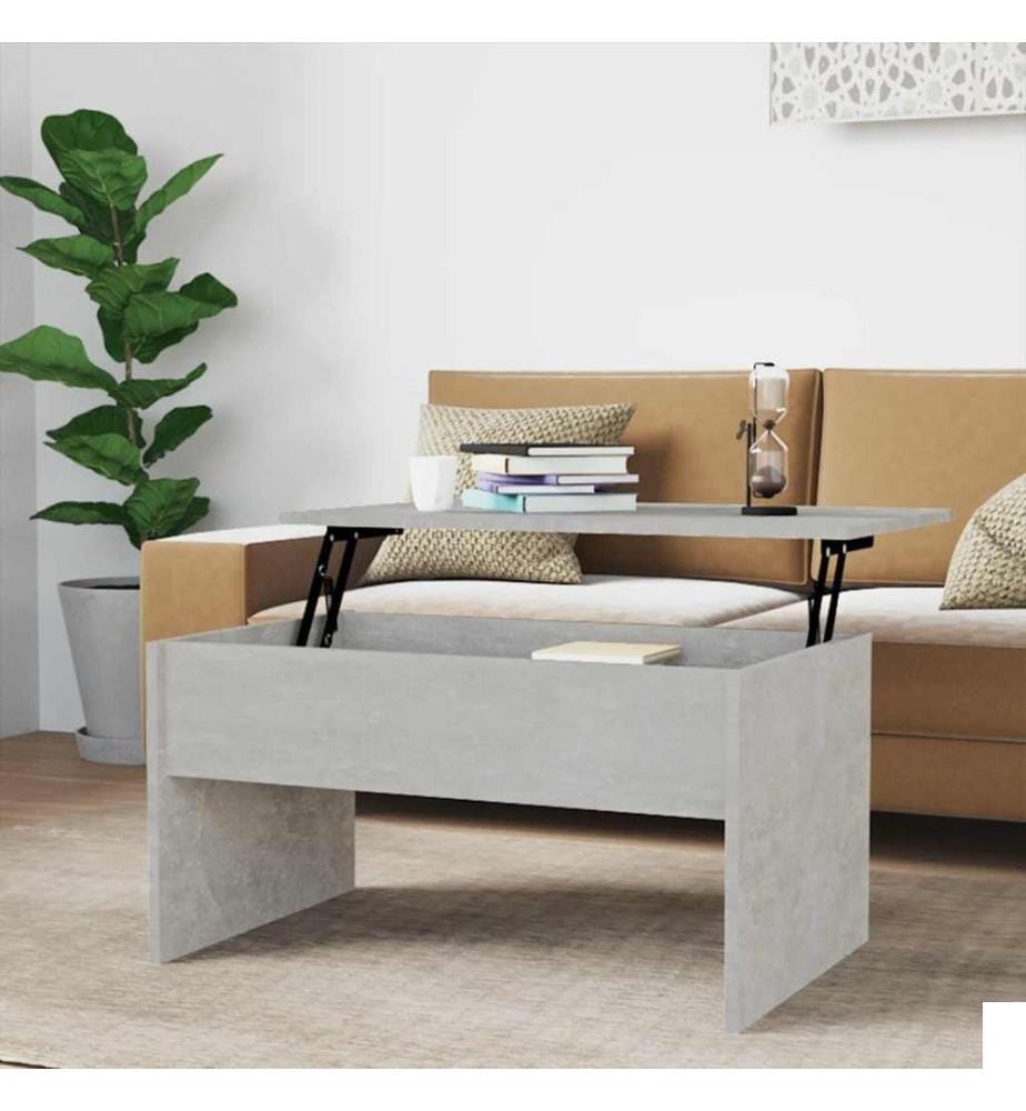 Table basse gris béton 80x50,5x41,5 cm bois d'ingénierie