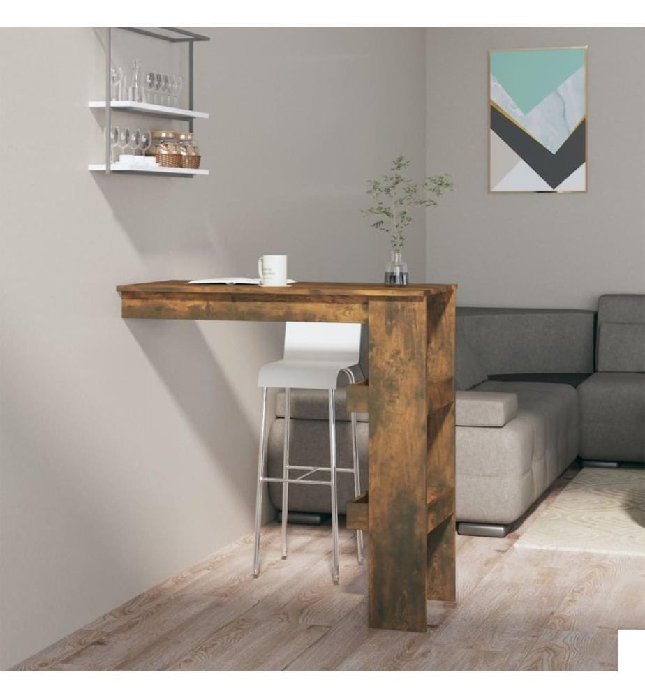 Table de bar murale Chêne fumé 102x45x103,5cm Bois d'ingénierie