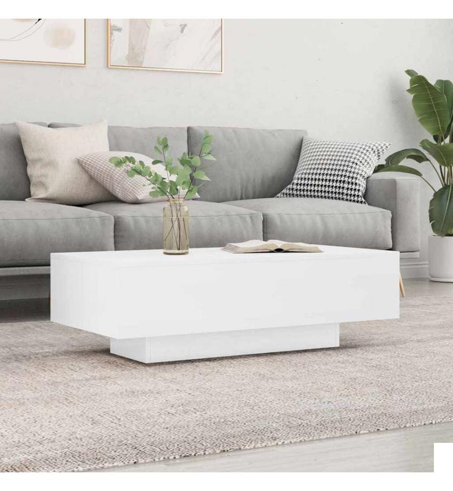 Table basse blanc brillant 100x49,5x31 cm bois d'ingénierie