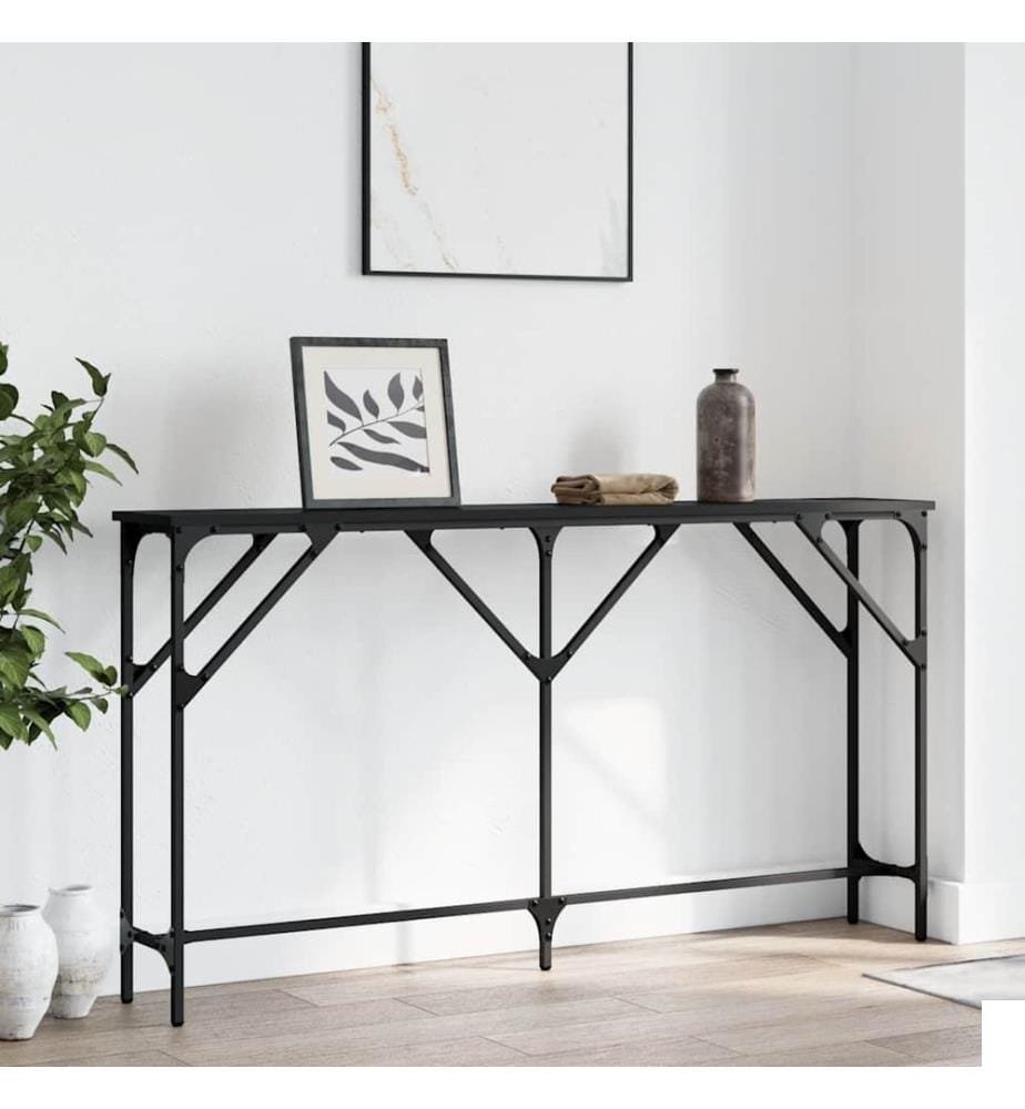 Table console noir 140x23x75 cm bois d'ingénierie