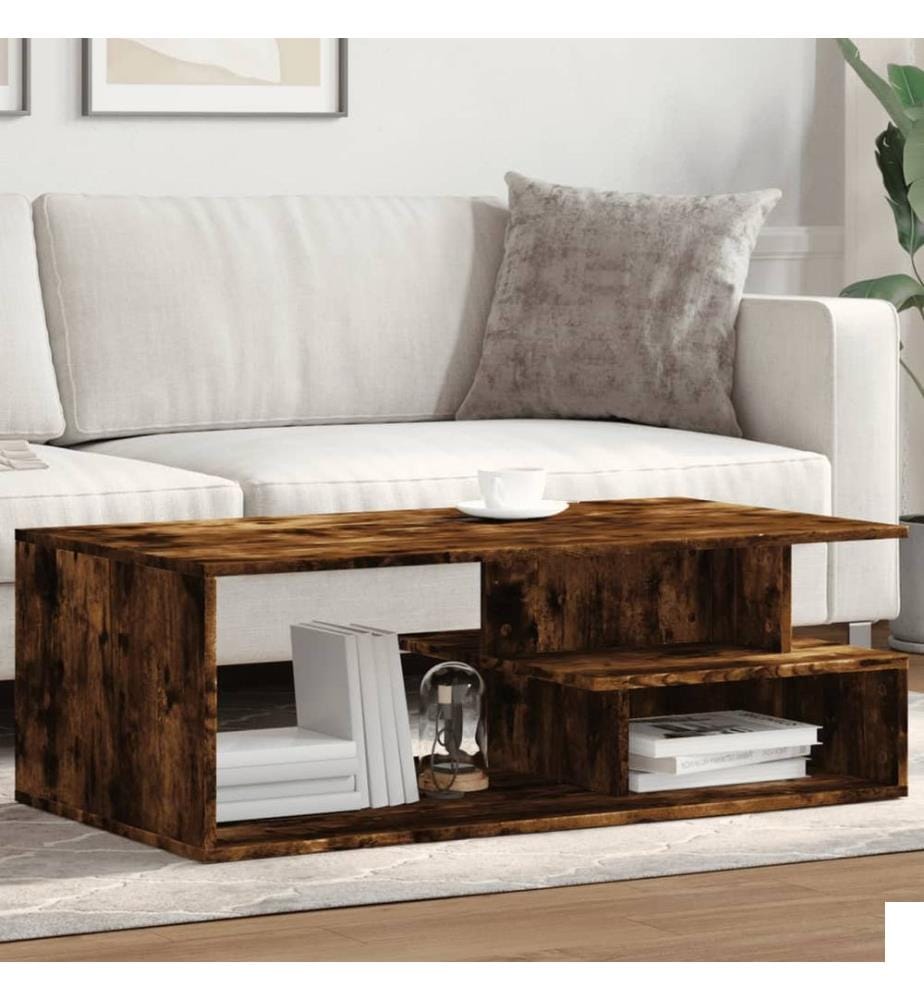 Table basse chêne fumé 102x55x35 cm bois d'ingénierie