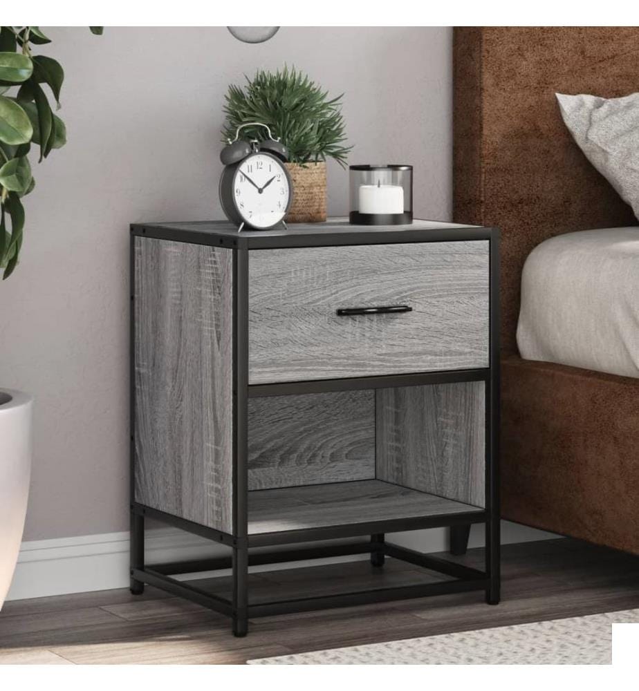 Table de chevet sonoma gris 40x31x50 cm bois d'ingénierie