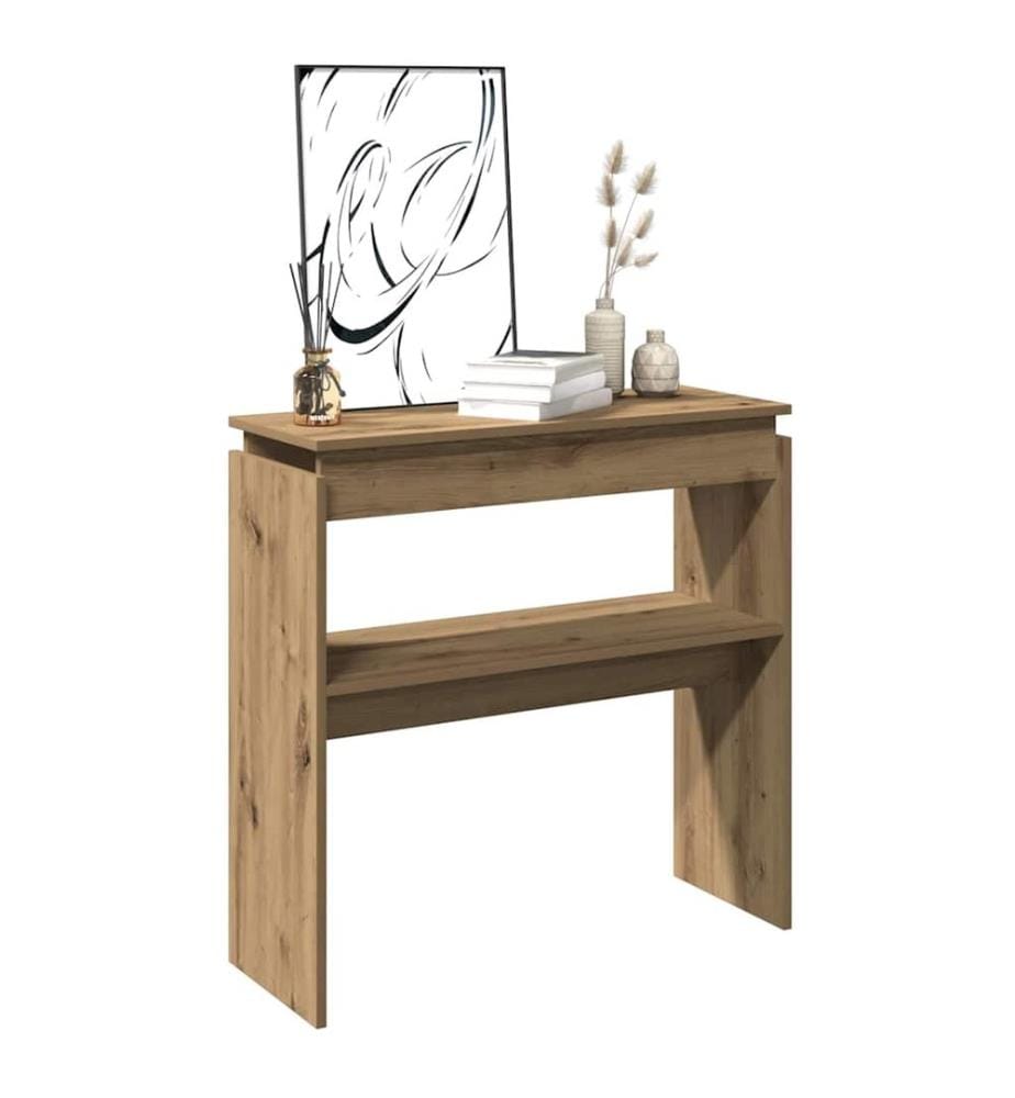 Table console chêne artisanal 102x30x80 cm bois d'ingénierie