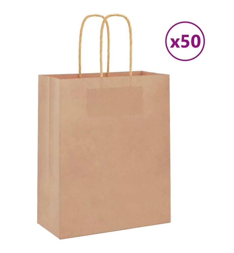 Sacs en papier 50 pcs avec poignées marron 18x8x22 cm