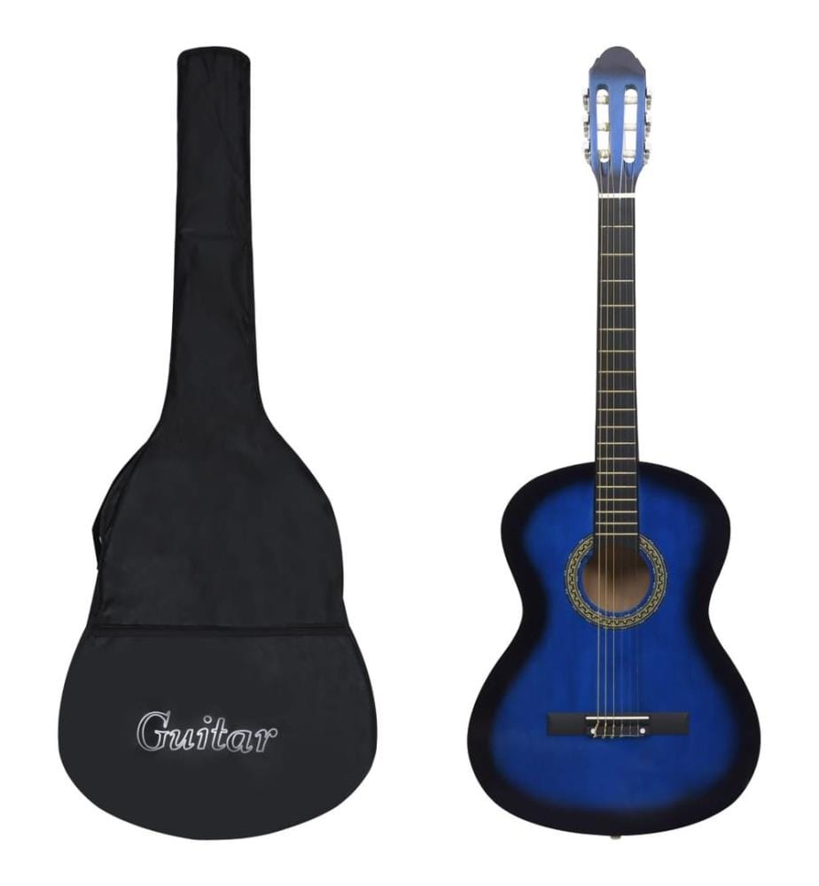 Guitare classique avec sac pour débutants Bleu 4/4 39