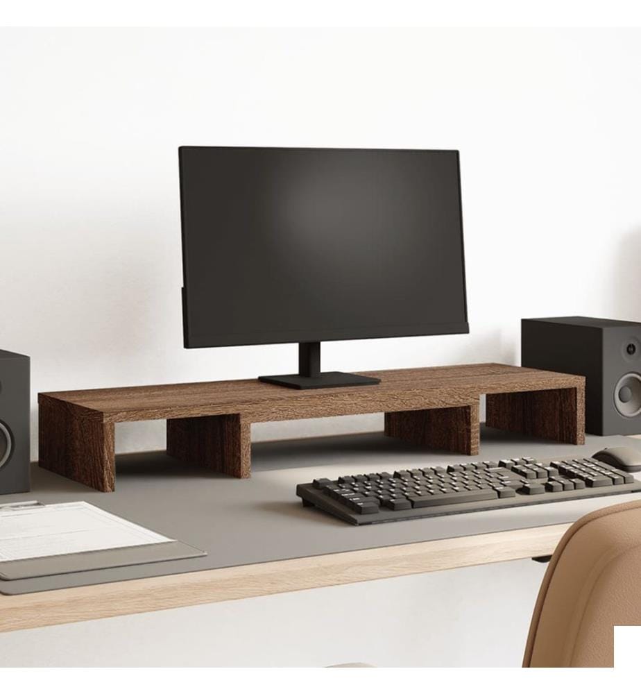 Support de moniteur élévateur réglable chêne marron