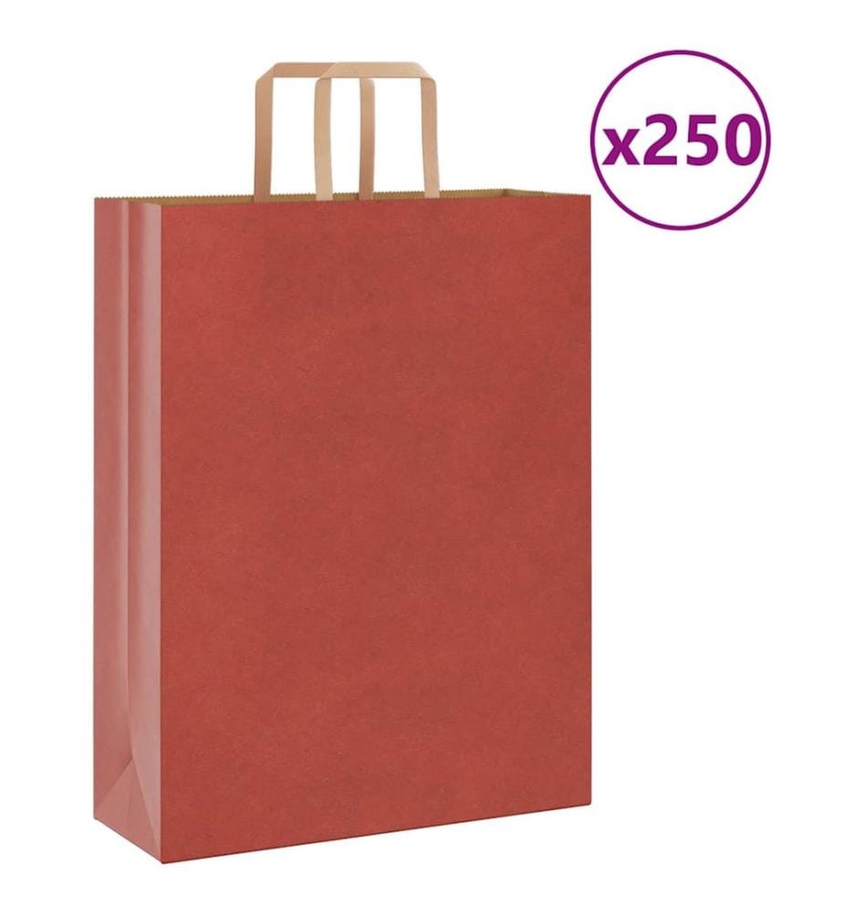 Sacs en papier 250 pcs avec poignées rouge 32x12x42 cm