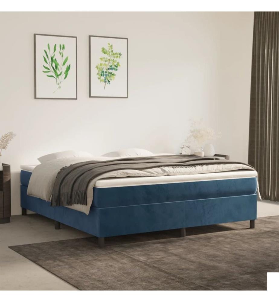 Cadre de lit bleu foncé 180x200 cm velours