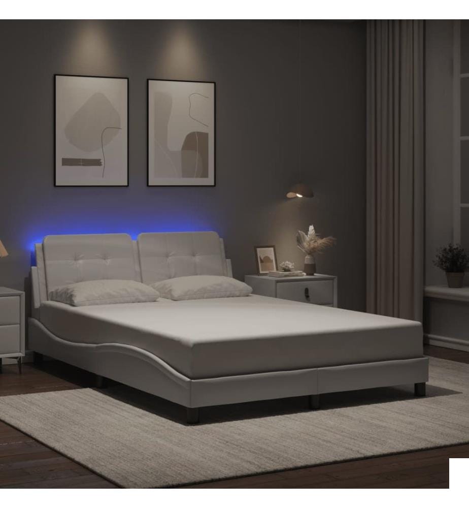Cadre de lit avec LED sans matelas Zadar blanc 120x200 cm