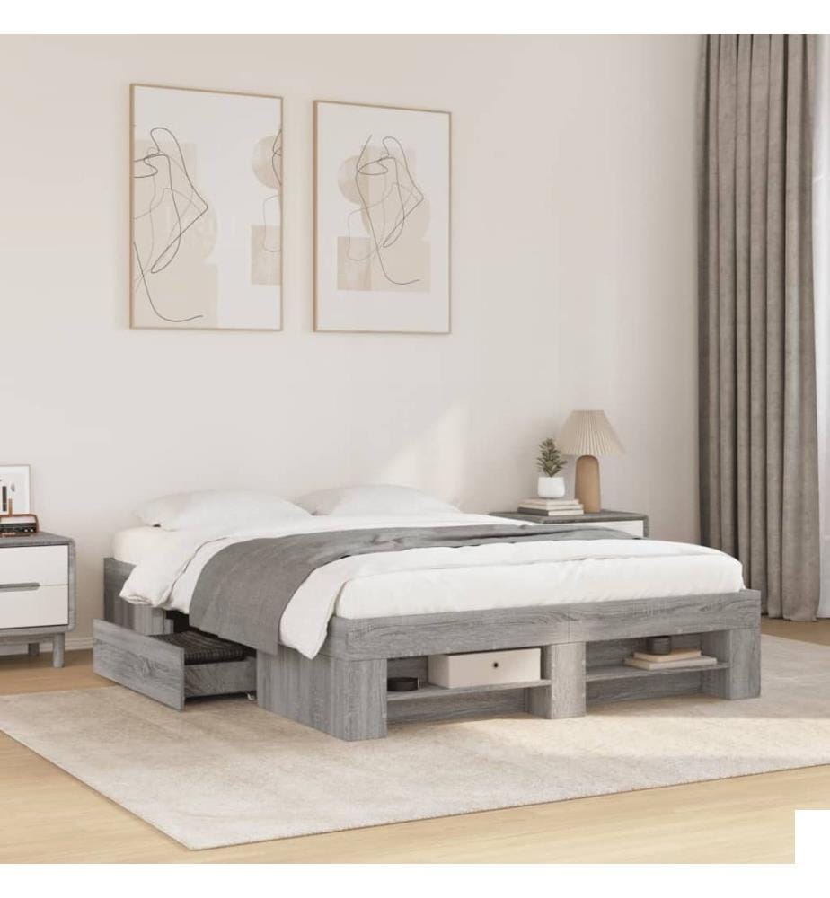 Cadre de lit sans matelas sonoma gris 140x190 cm