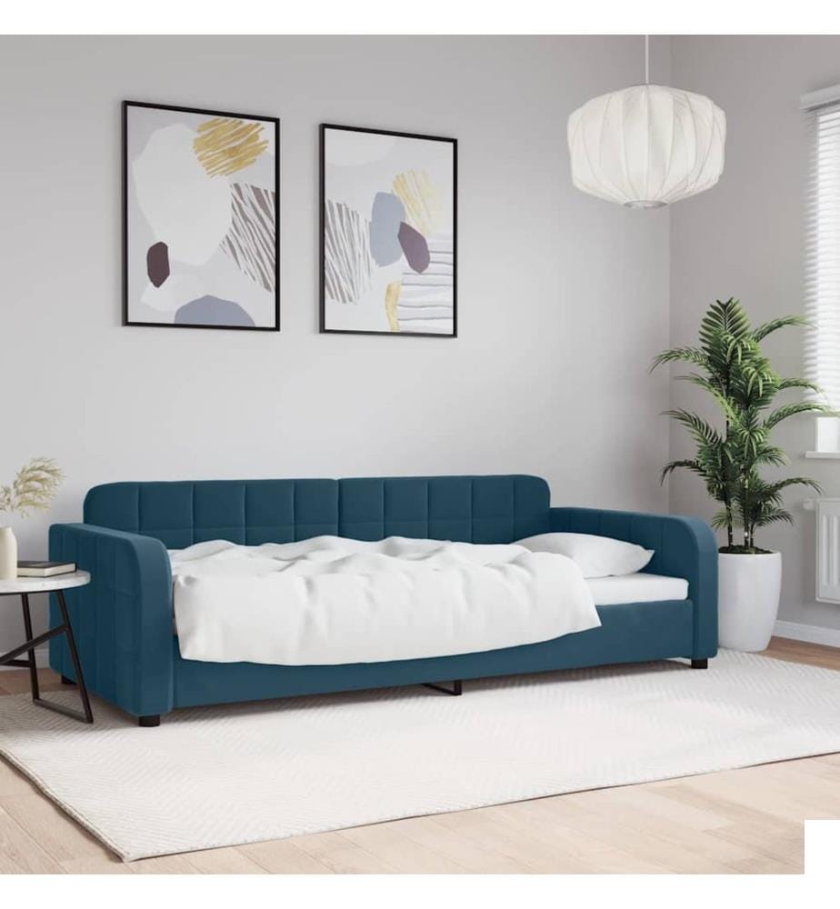 Lit de repos sans matelas bleu 90x200 cm velours
