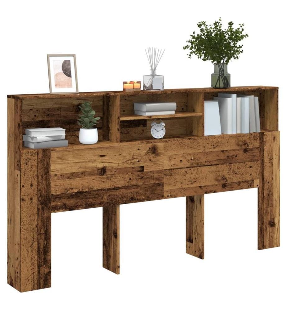 Armoire de tête de lit vieux bois 180x19x103,5 cm