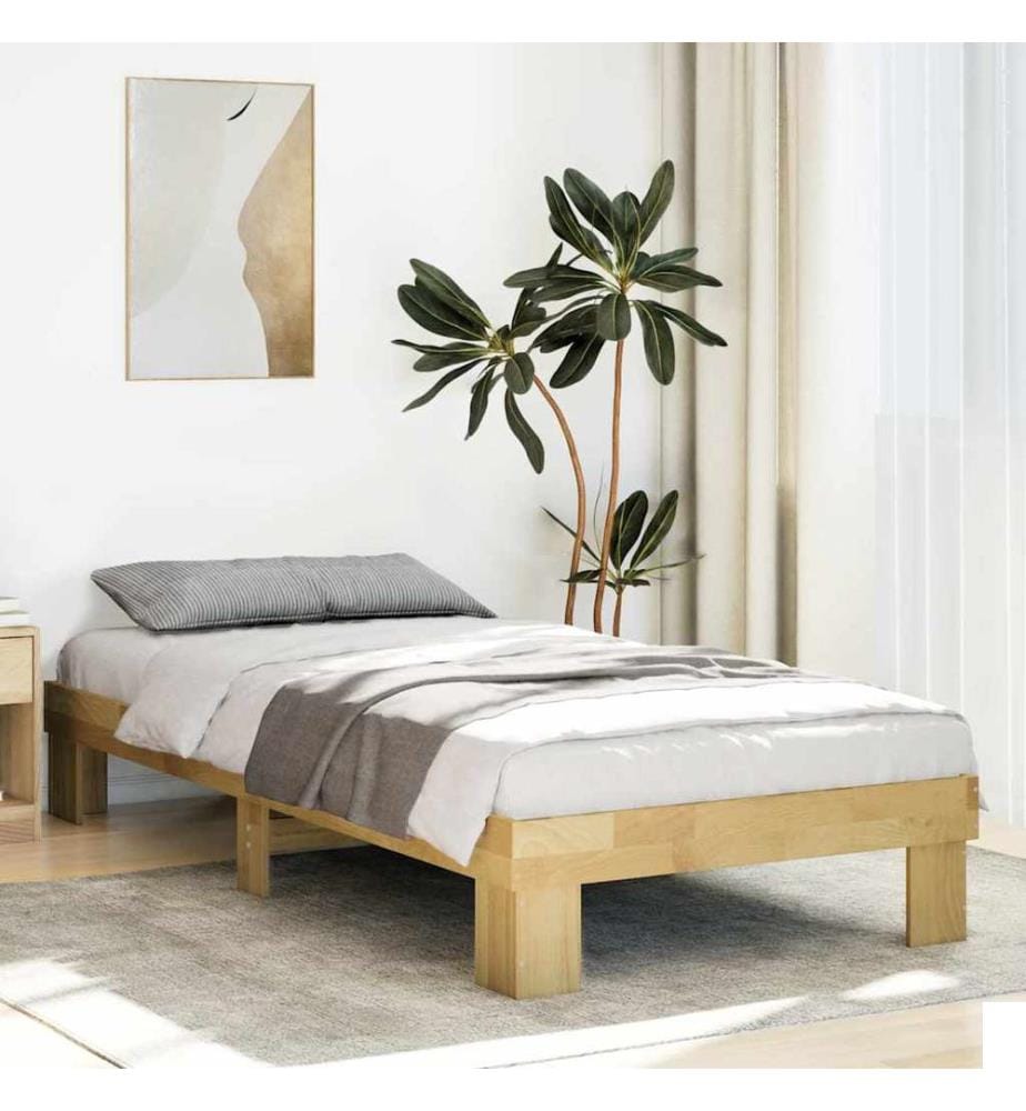 Cadre de lit sans matelas 80x200 cm bois massif de chêne