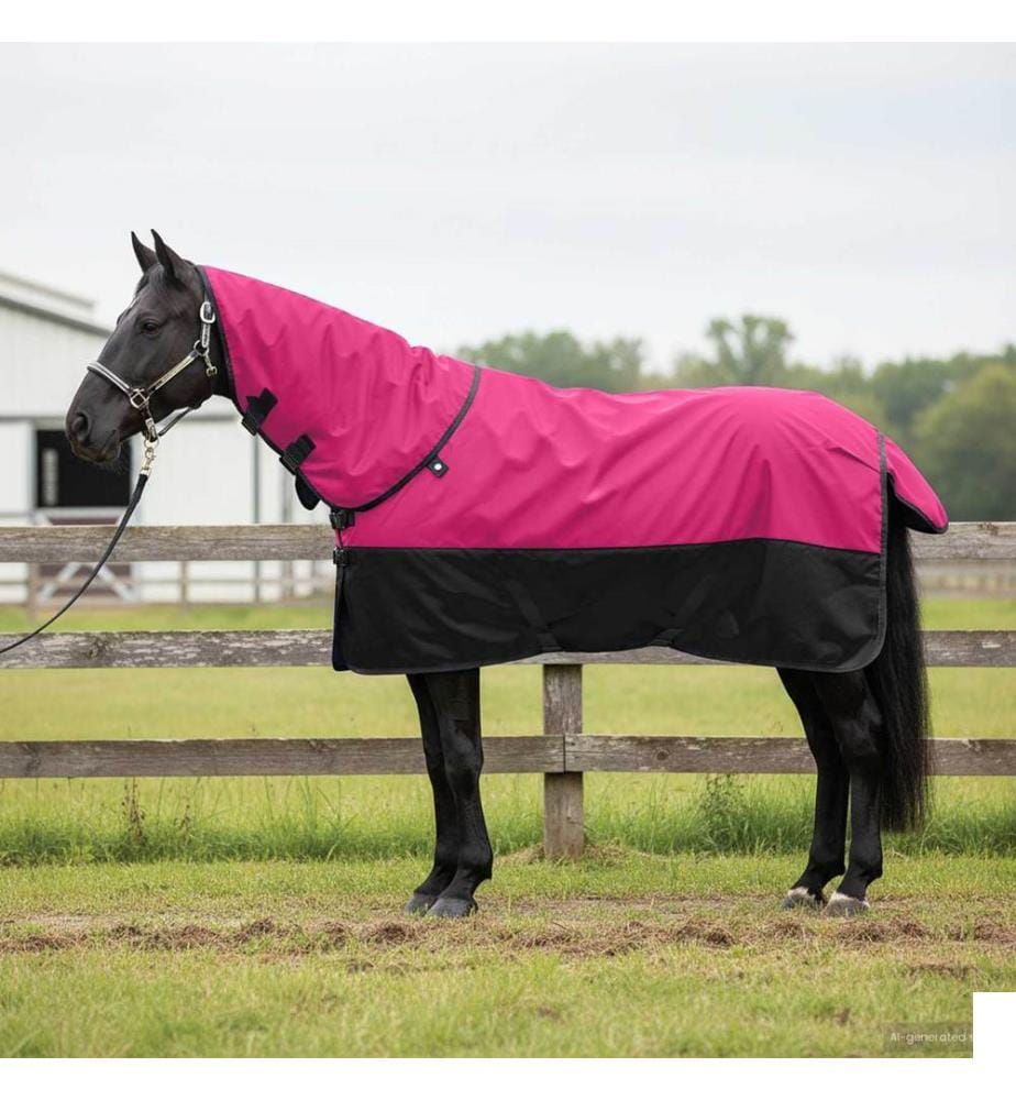 Couverture Équine Rose et Noir 145 cm Polyester