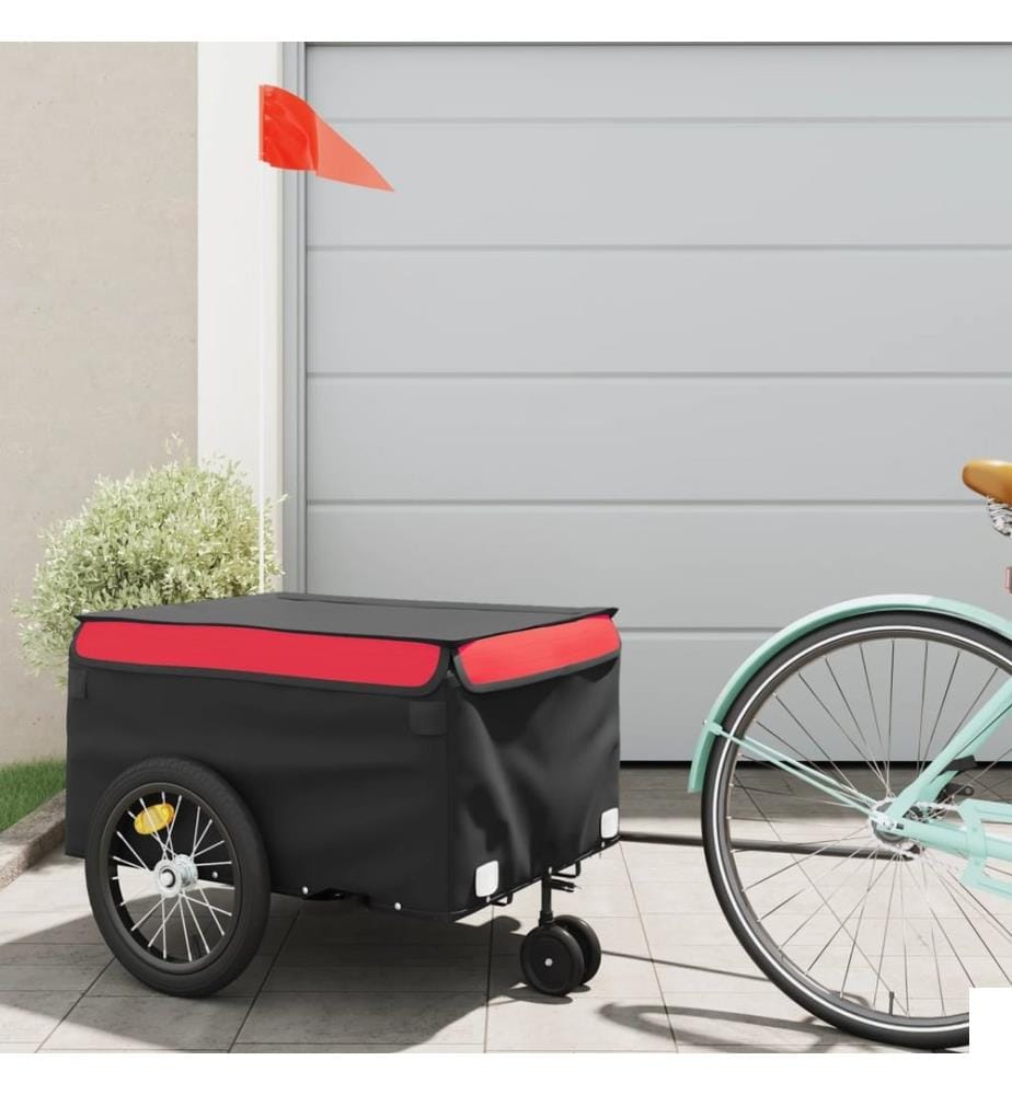 Remorque de vélo noir et rouge 45 kg fer