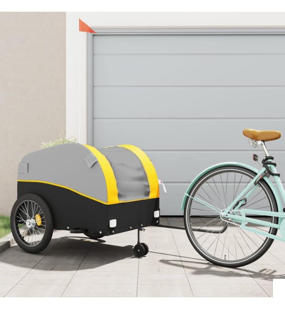 Remorque de vélo noir et jaune 45 kg fer