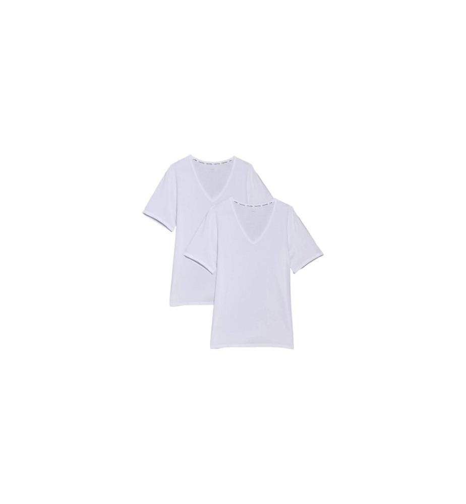 Calvin Klein Wäsche - T-shirt 2P S/S V Neck Blanc, M