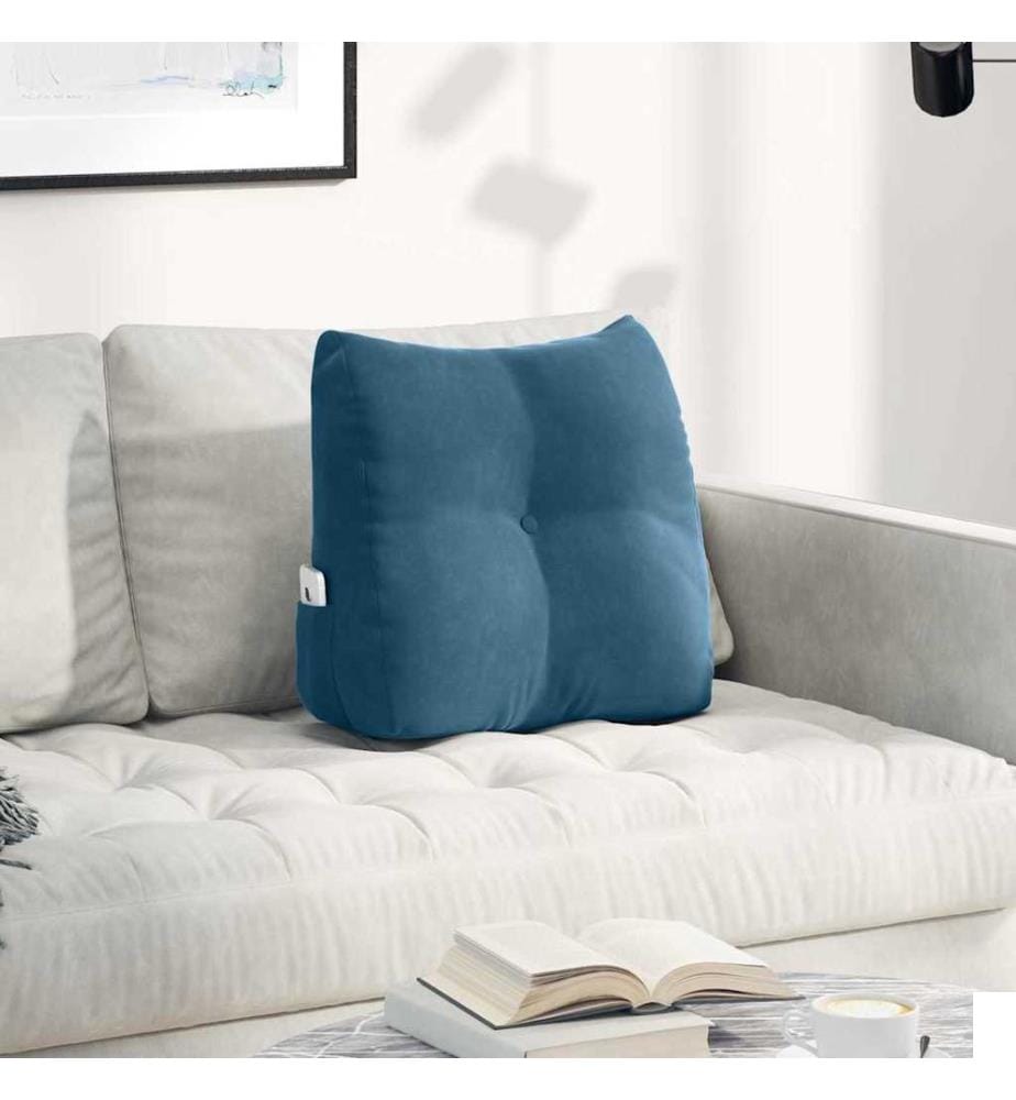 Coussin de Dos Bleu 45 x 24 x 50 cm Velours
