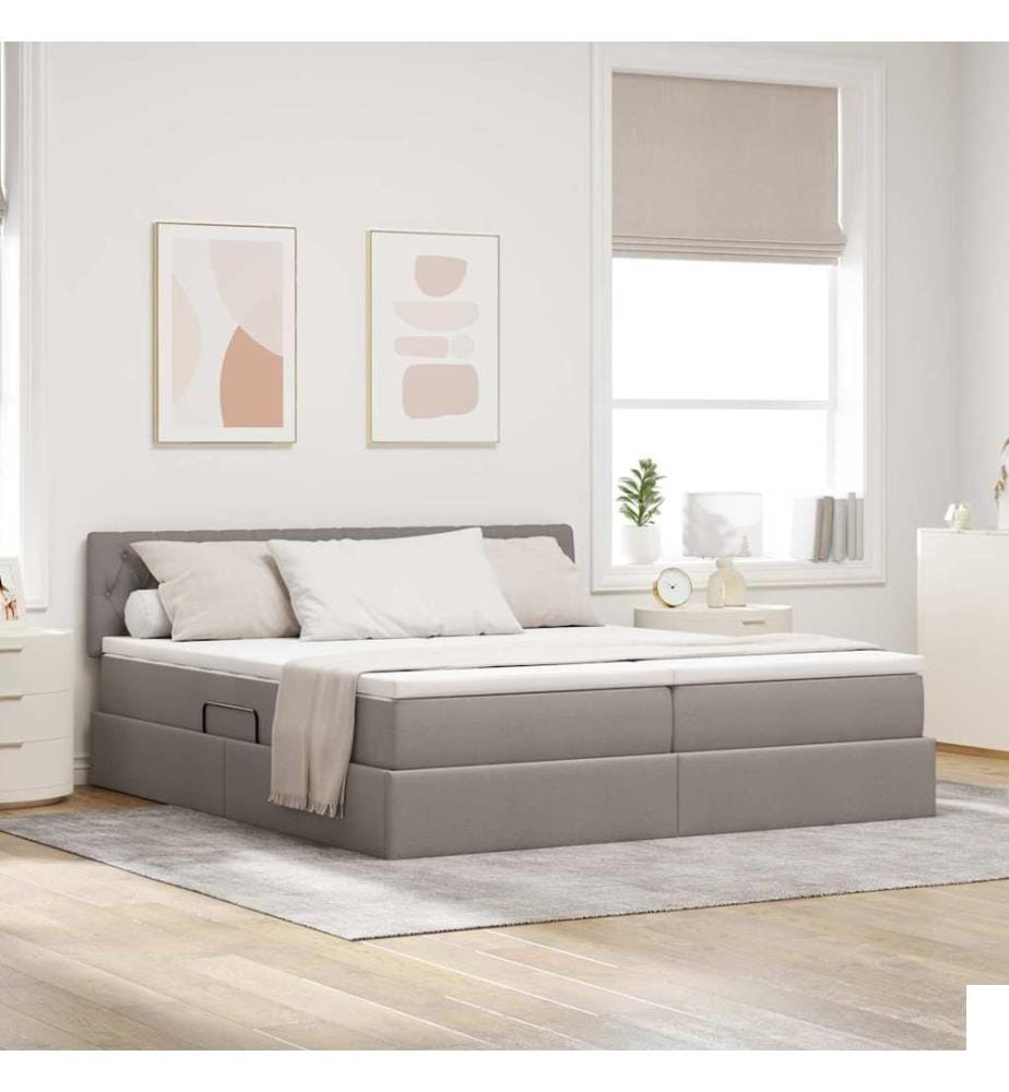 Lit avec des lumières à LED Taupe 200 x 200 cm tissu