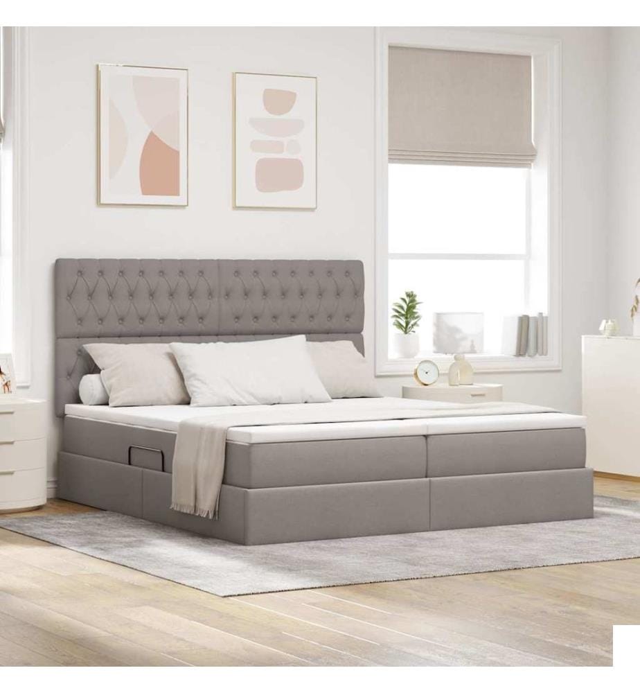 Lit avec des lumières à LED Taupe 200 x 200 cm tissu