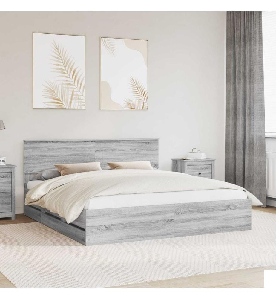 Cadre de lit Gris Sonoma 200 x 200 cm Bois Ingénierie