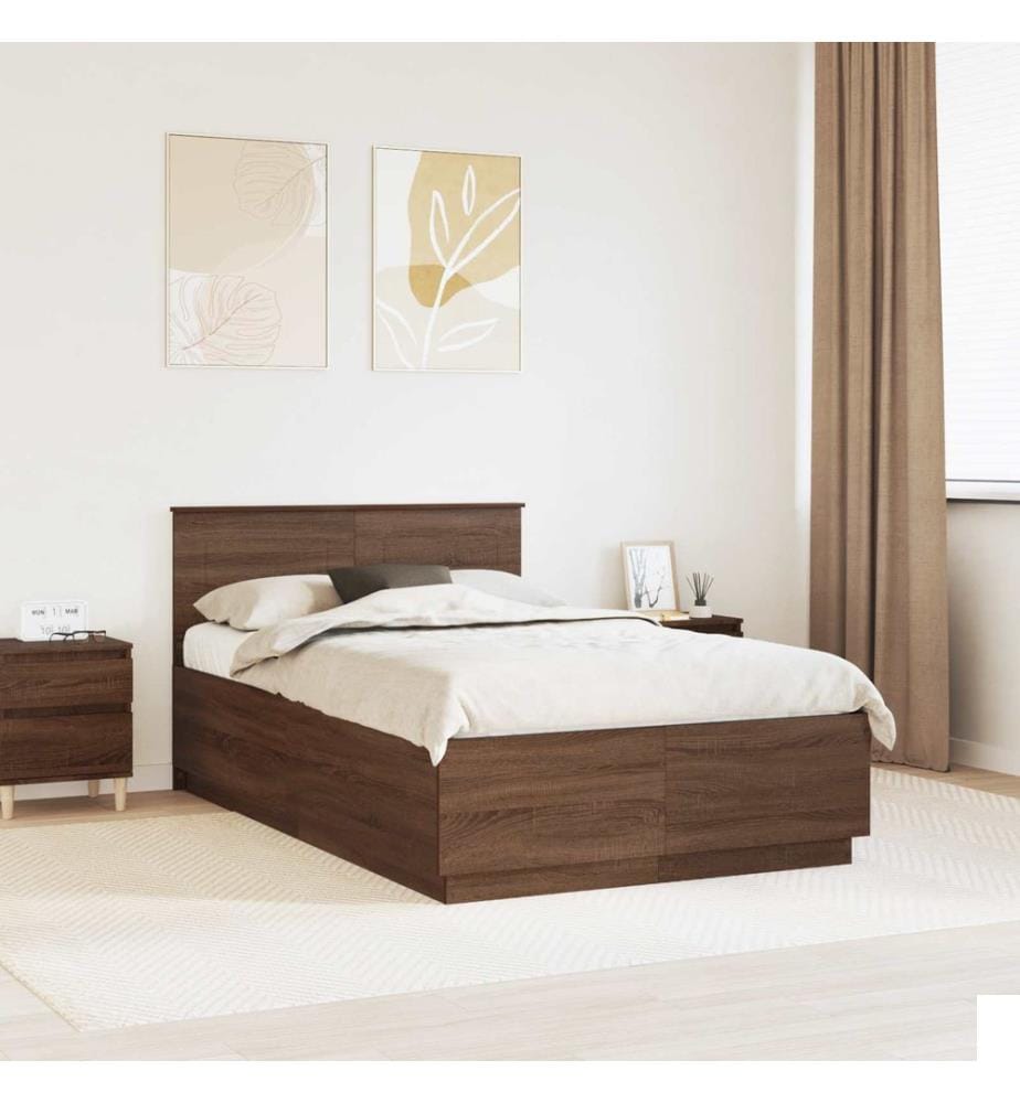 Cadre de lit Chêne brun 120 x 190 cm Bois d'ingénierie