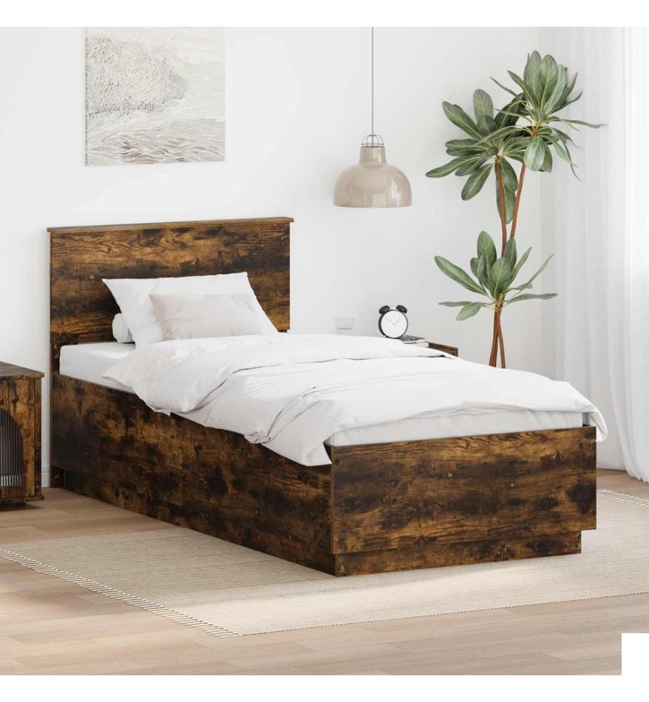 Cadre de lit Chêne fumé 90 x 200 cm Bois d'ingénierie