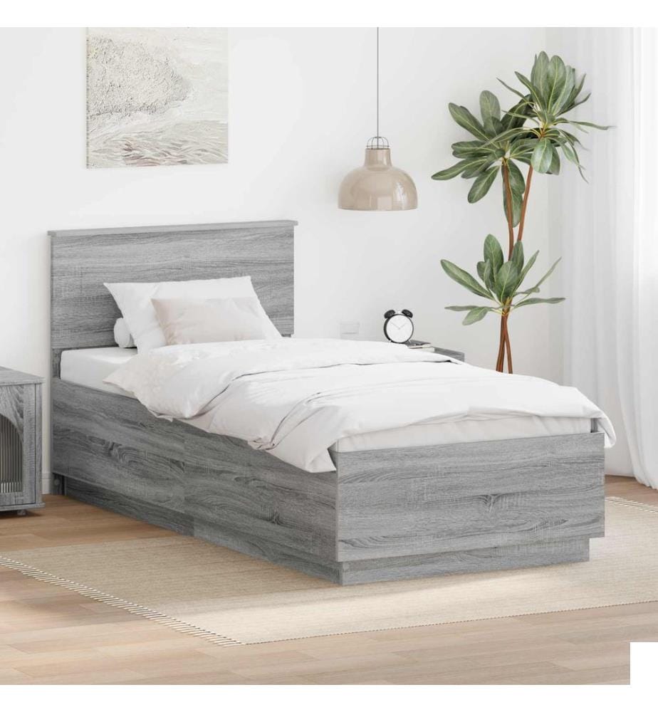 Cadre de lit Gris Sonoma 90 x 200 cm Bois d'ingénierie