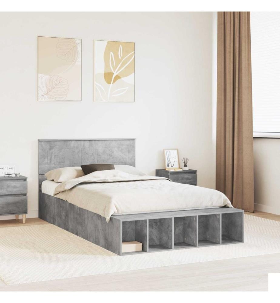 Cadre de lit Gris béton 120 x 190 cm Bois d'ingénierie