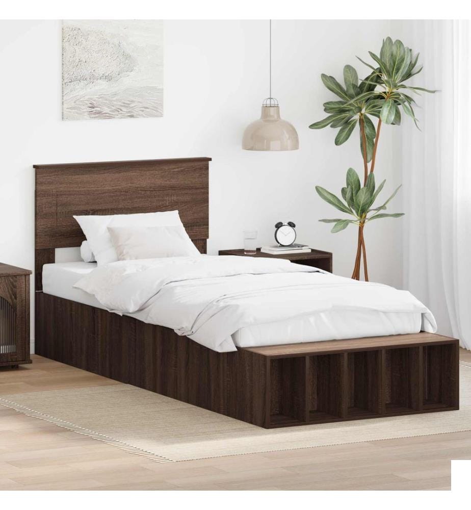 Cadre de lit Chêne brun 90 x 200 cm Bois d'ingénierie
