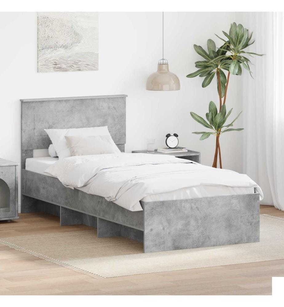 Cadre de lit Gris béton 90 x 200 cm Bois d'ingénierie