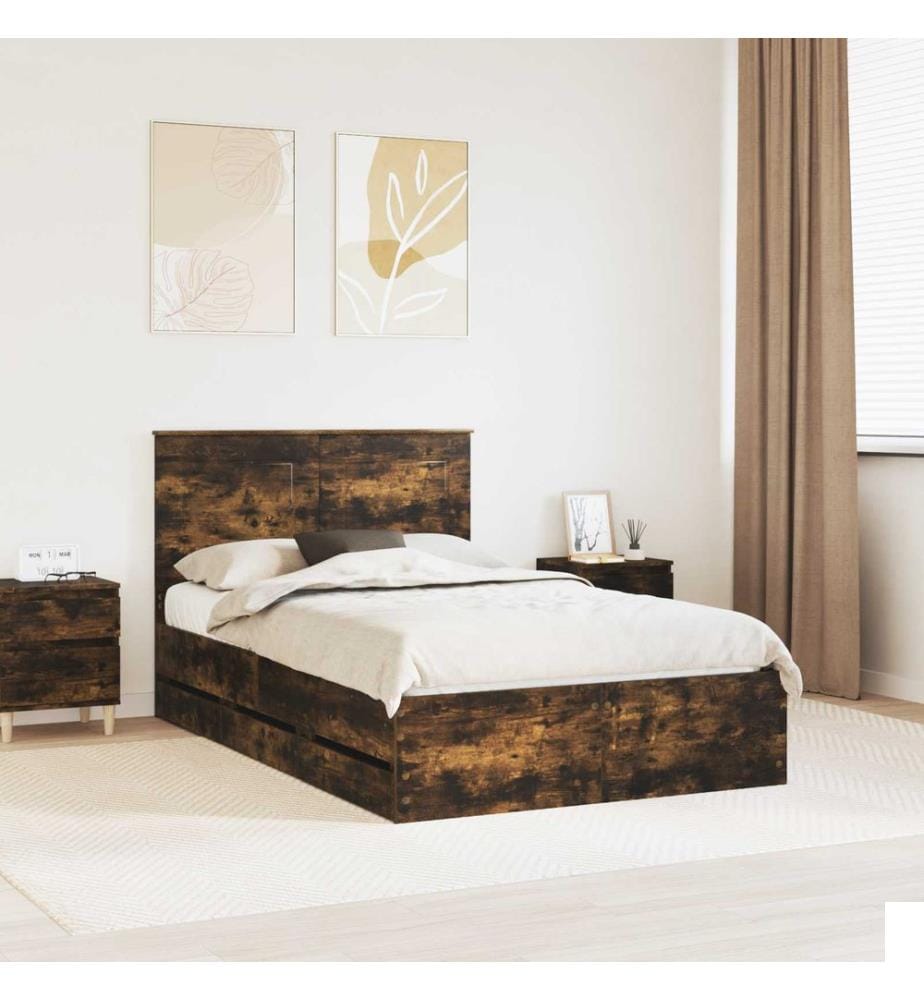 Cadre de lit Chêne fumé 120 x 190 cm Bois Ingénierie
