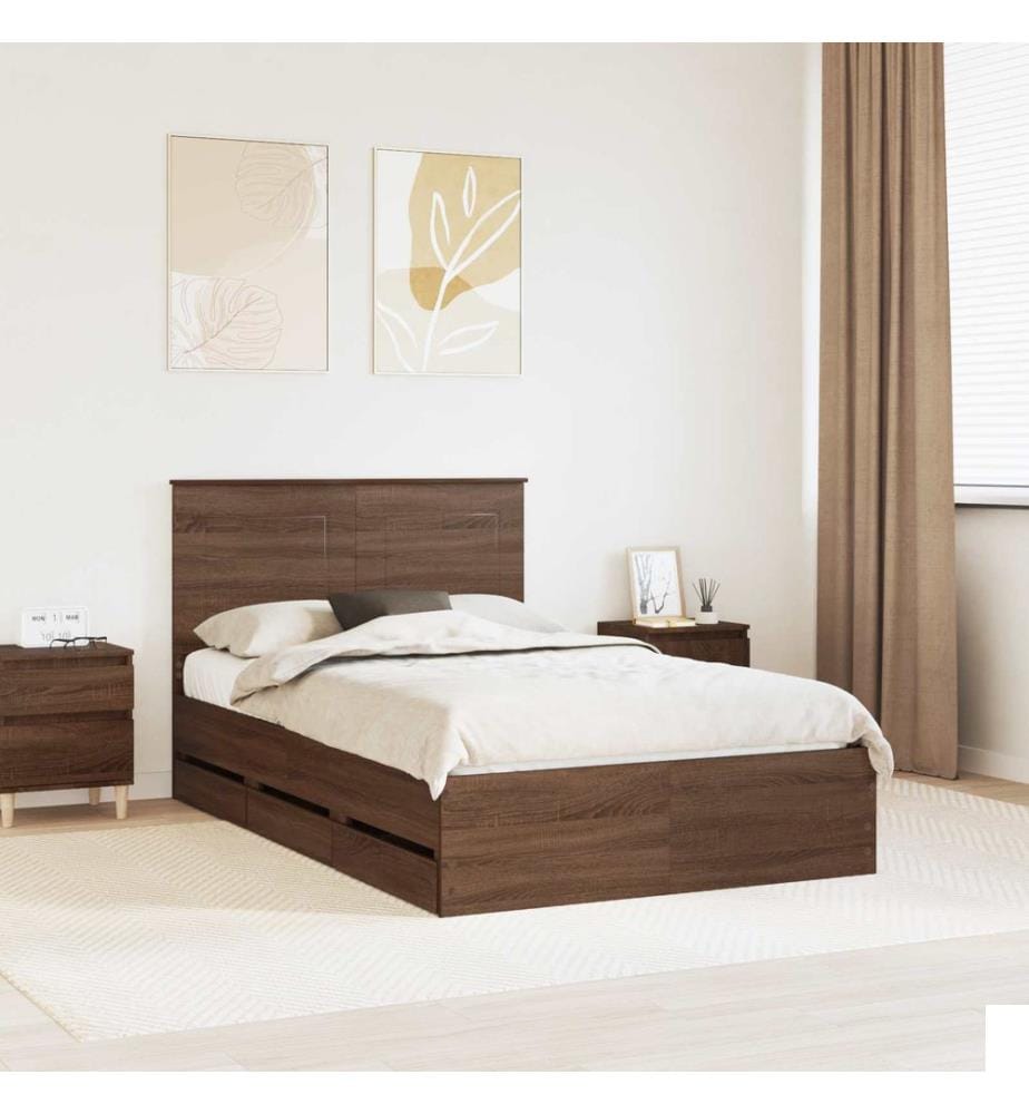 Cadre de lit Chêne brun 120 x 190 cm Bois Ingénierie