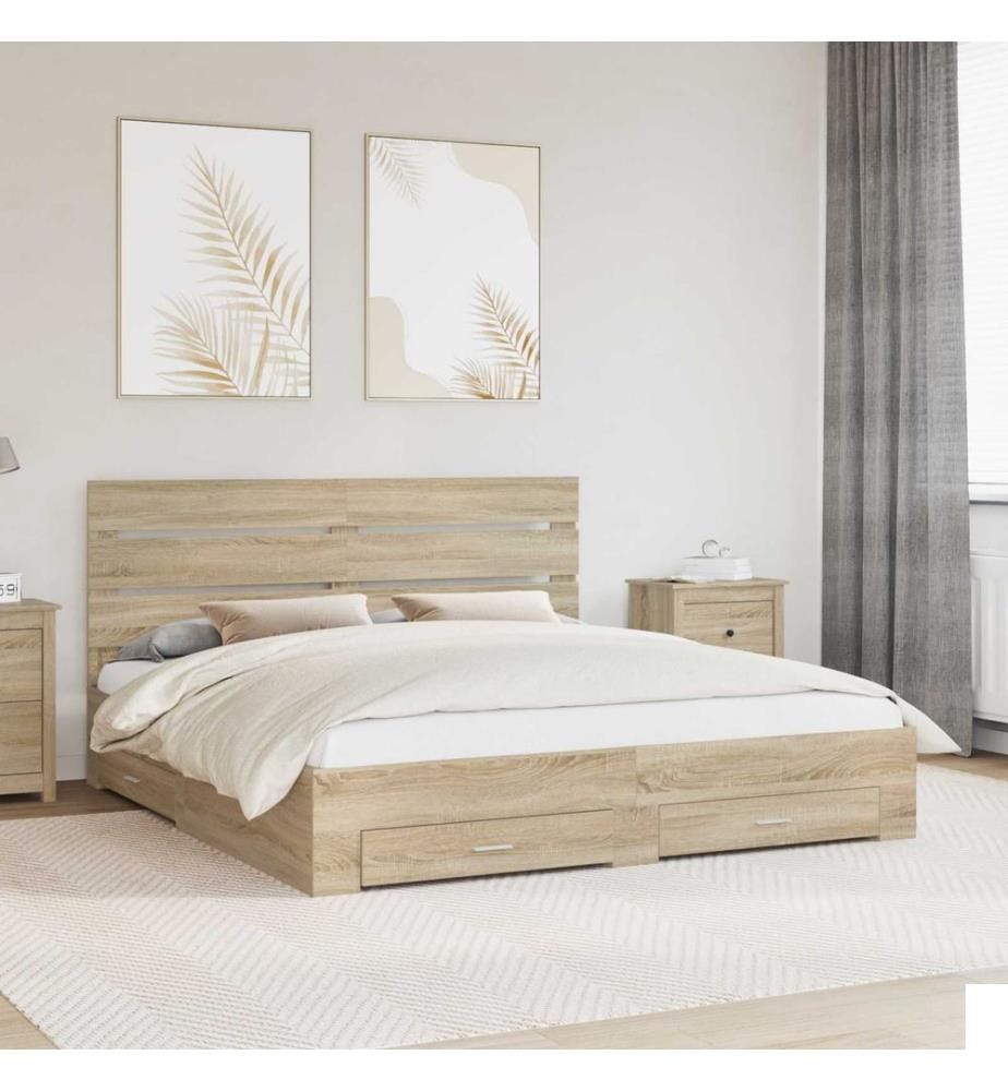 Cadre de lit Chêne Sonoma 200 x 200 cm Bois d'ingénierie