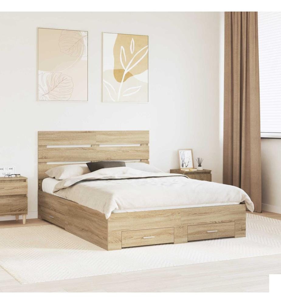 Cadre de lit Chêne Sonoma 150 x 200 cm Bois d'ingénierie