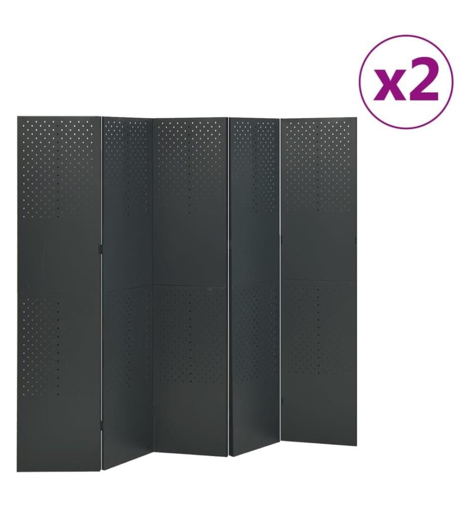 Cloisons de séparation 5 panneaux 2 pcs Anthracite 200x180 cm