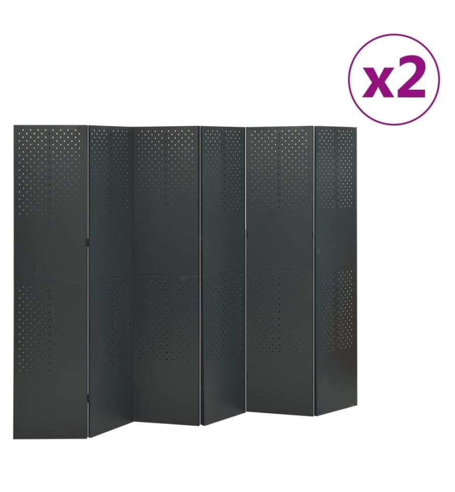 Cloisons de séparation 6 panneaux 2 pcs Anthracite 240x180 cm
