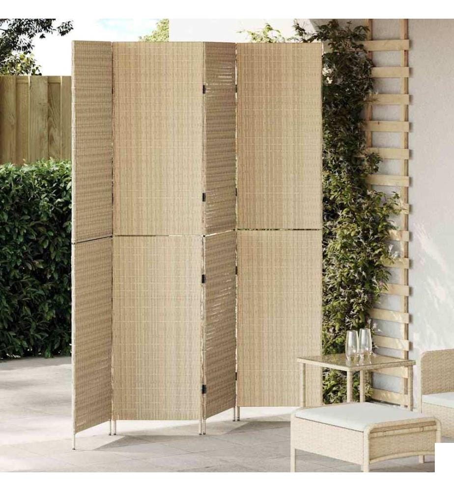 Paravent Beige 195 x 180 cm polyrotin