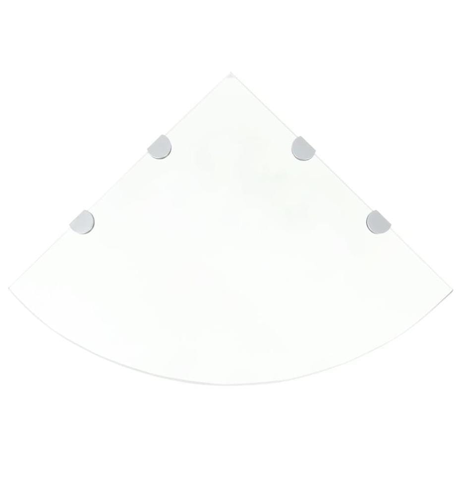 Étagère de coin et supports chromés Verre transparent 45x45 cm