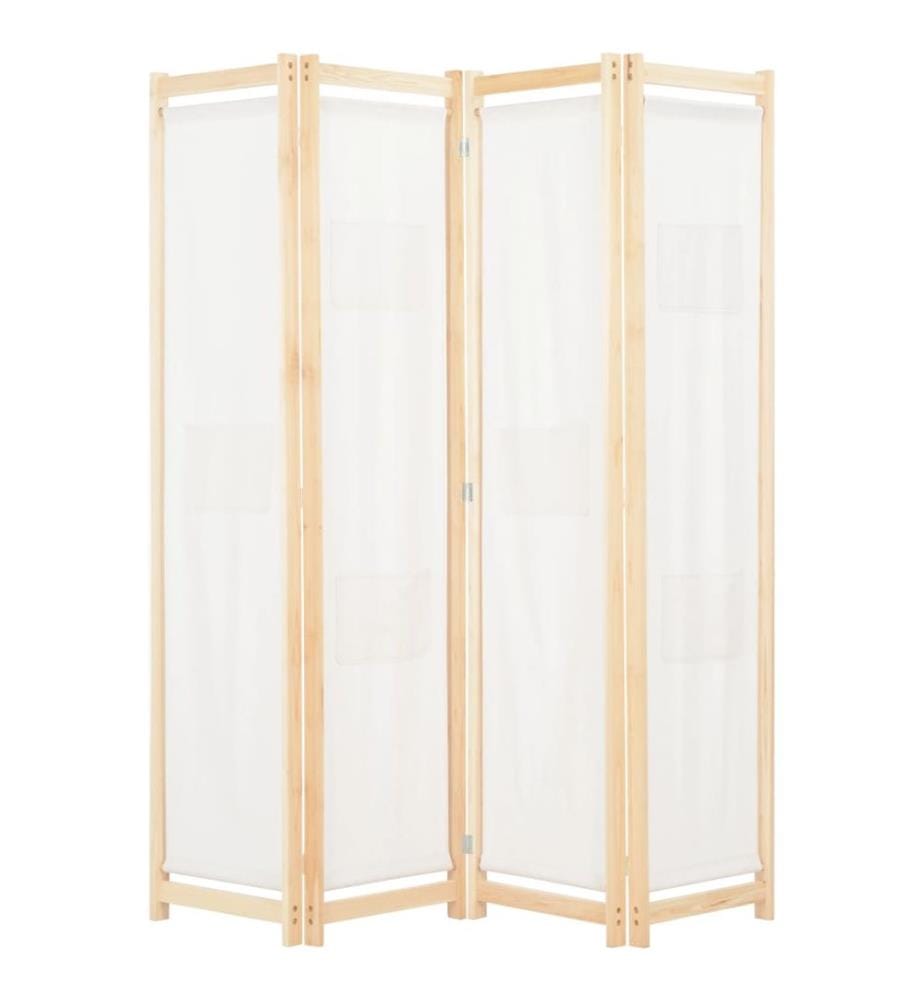 Cloison de séparation 4 panneaux Crème 160x170x4 cm Tissu
